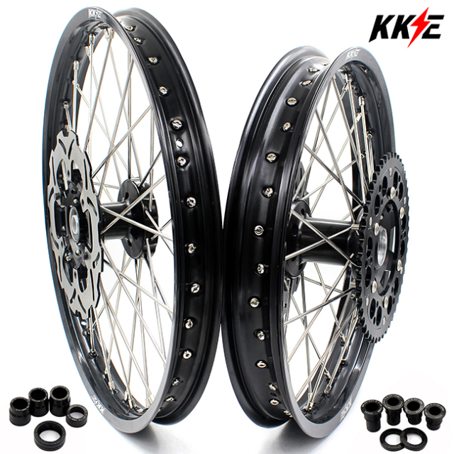 KKE 21/19 Dirtbike MX Wheels Set Fit SUZUKI RM125 RM250 1996-2000 Black Hub/Rim