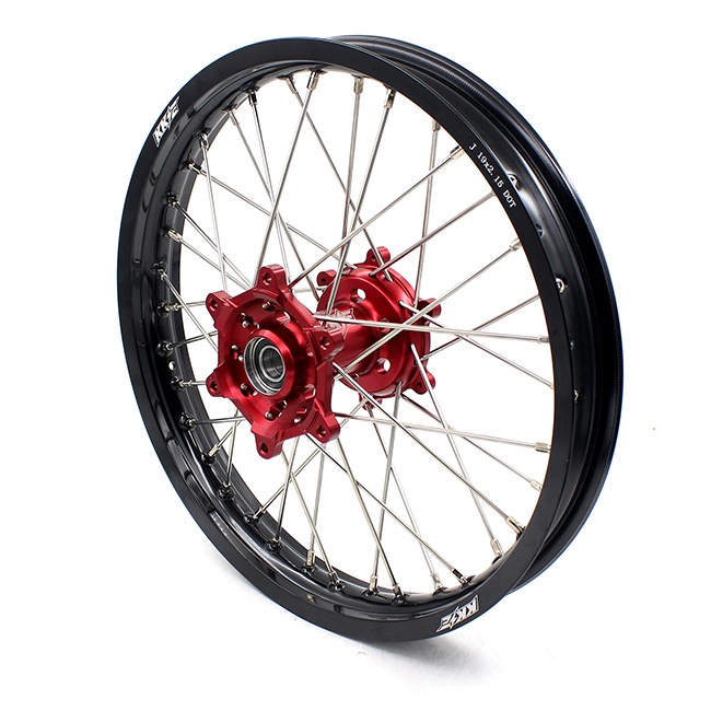 KKE 21/19 Dirtbike MX Motorcycle Wheels Rims Set Fit SUZUKI RM125 RM250 2001-2008 Red Hub
