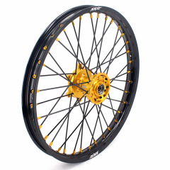 KKE 21/19 MX Dirt Bike Wheels Set Fit Suzuki RM125 , RM250 2001-2008 Gold Nipple Black Spoke Disc