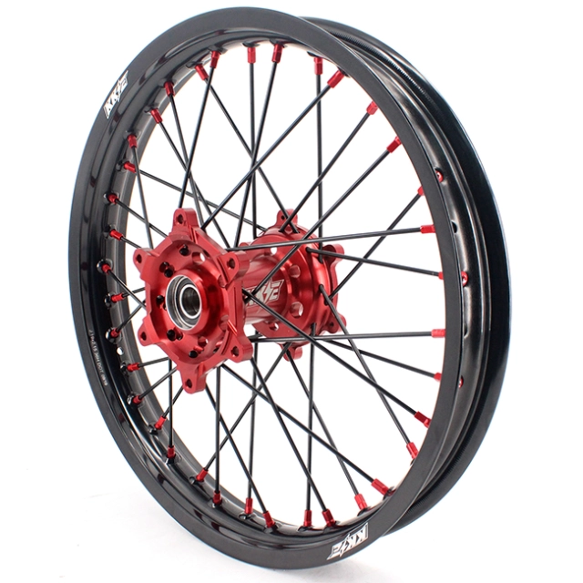 KKE 21/19 Fit SUZUKI RM125 RM250 2001-2008 Dirtbike MX Wheels Rims Set Red/Black