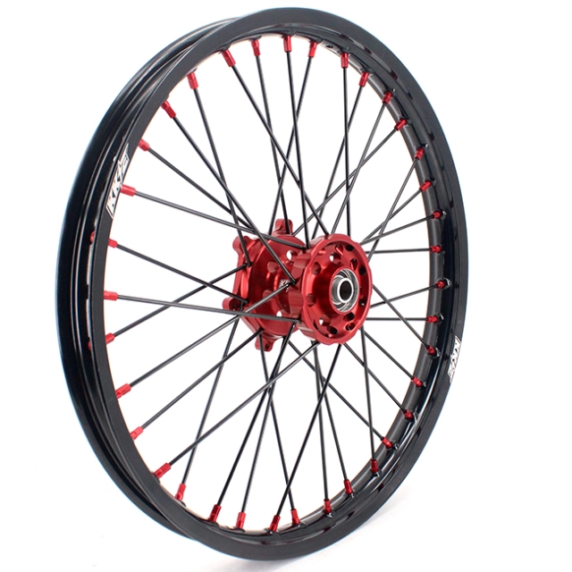 KKE 21/19 Fit SUZUKI RM125 RM250 2001-2008 Dirtbike MX Wheels Rims Set Red/Black