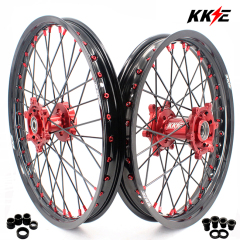 KKE 21/19 Dirtbike MX Wheels Set Fit SUZUKI RM125 RM250 1996-2000 Red/Black