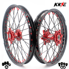 KKE 21/19 Dirt Bike MX Motorcycle Wheels Rims Set Fit SUZUKI RM125 RM250 1996-2000 Red/Black