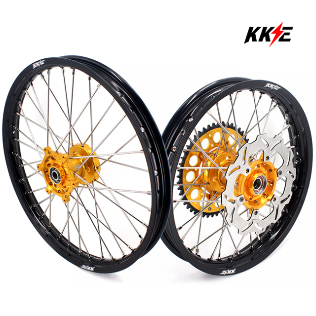 KKE Enduro 21/18 Dirtbike Wheels Set Fit SUZUKI DRZ400SM 2005-2022 Gold Hub With Rear Disc/Sprocket