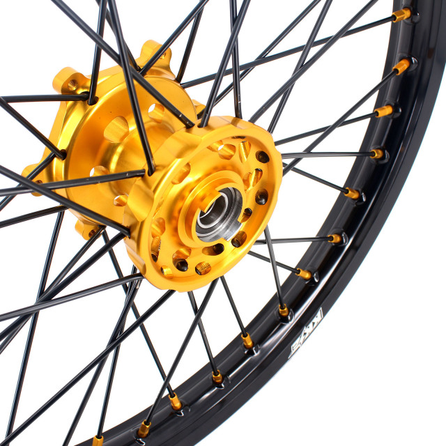 KKE 1.6*21/2.15*18 Dirtbike Enduro Wheels Set Fit SUZUKI DRZ400 DRZ400E DRZ400S Gold Nipple Black Spoke