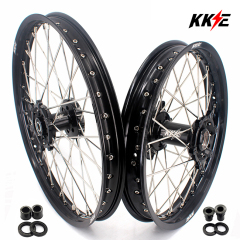 KKE 1.6*21/2.15*18 Dirtbike Enduro Wheels Set Fit SUZUKI DRZ400S DRZ400E Black Hub/Rim