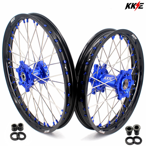 KKE 21/18 Enduro Dirt Bike Wheels fit Suzuki DRZ400SM 2005-2025 Blue Nipples / Blue Hubs