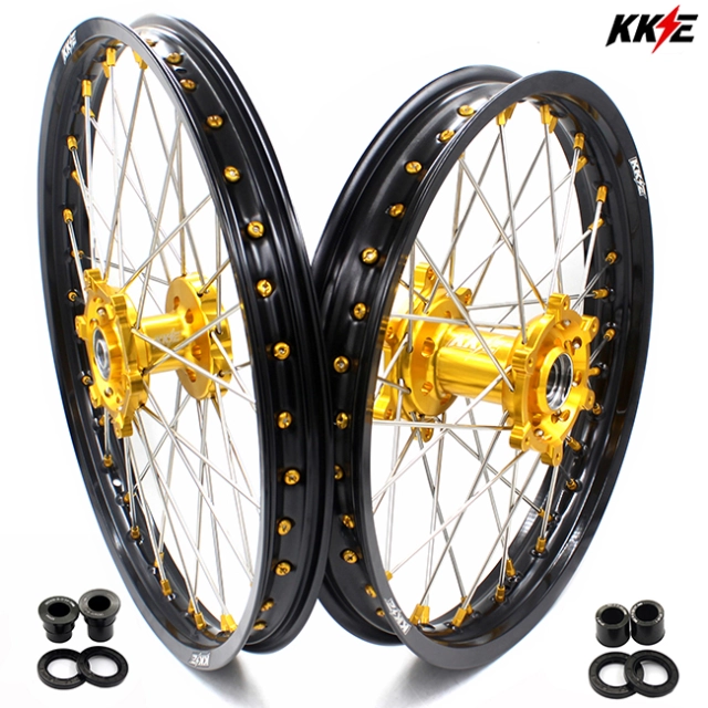 KKE 21/18 Fit SUZUKI DRZ400 00-04 DRZ400E 00-07 DRZ400S 00-21 Dirtbike Enduro Wheels Set Gold Nipple