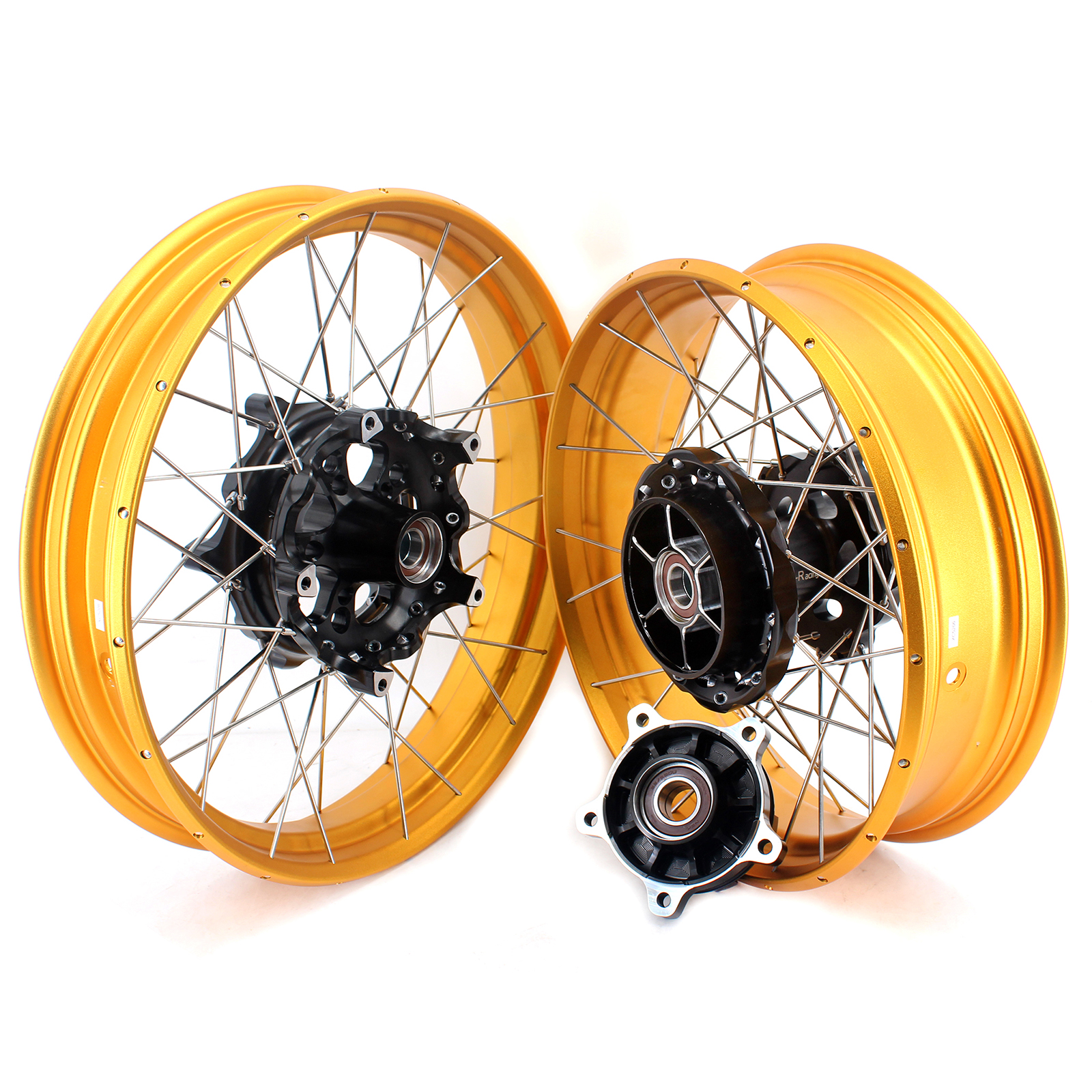 VMX 3.0*19"/4.25*17" Tubeless Wheels fit BMW F750GS 2019-2024 Black Hub Gold Rim