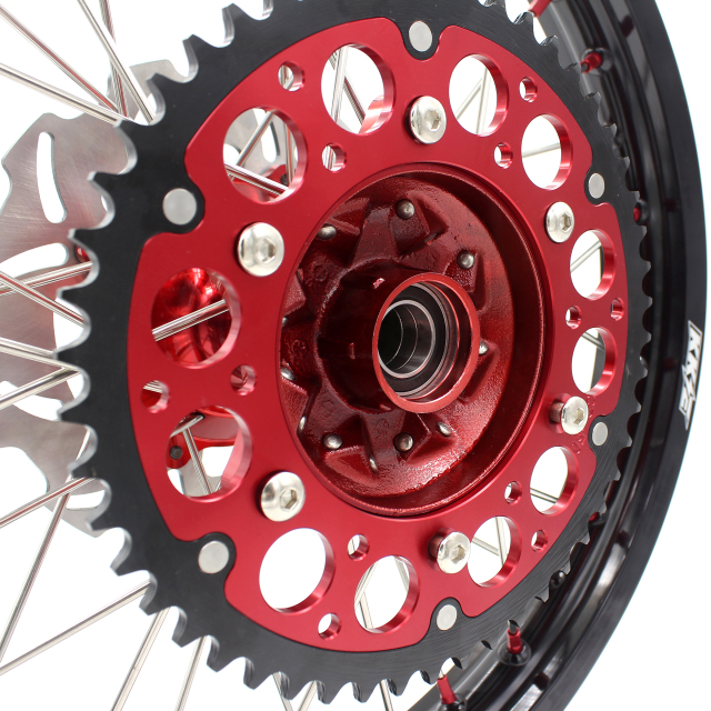 KKE 21/19 Fit HONDA CRF250R 2004-2013 CRF450R 2002-2012 MX Wheels Rims Set Red Nipple