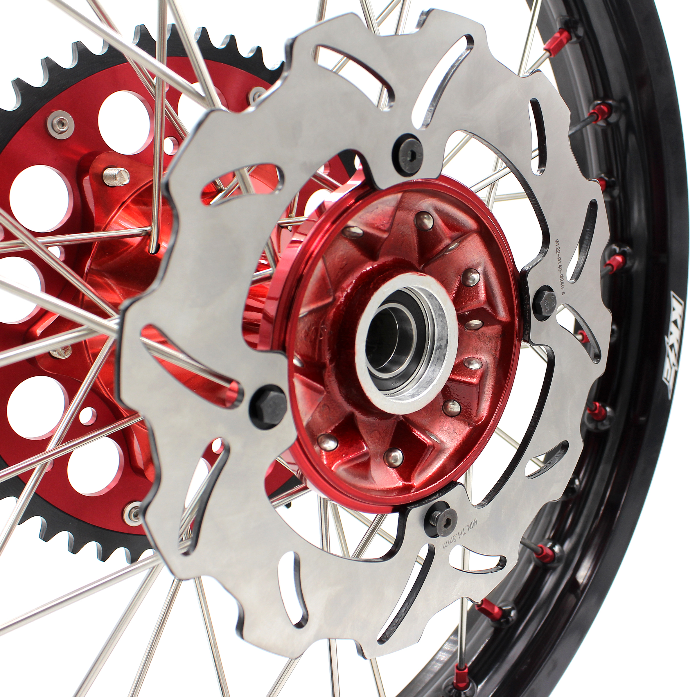 KKE 21/19 Fit HONDA CRF250R 2004-2013 CRF450R 2002-2012 MX Wheels Rims Set Red Nipple