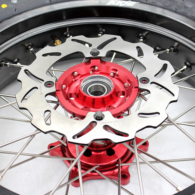 KKE 3.5/4.25*17 Supermoto Cush Drive Wheels Set With CST Tire Fit HONDA XR650L 1993-2021 Red Hub