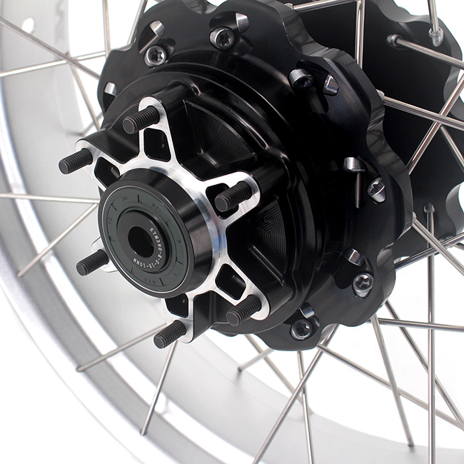 VMX 3.0*17"/3.5*17" Tubeless Wheels fit Husqvarna 401 2020-2021  Black Hub Silver Rim