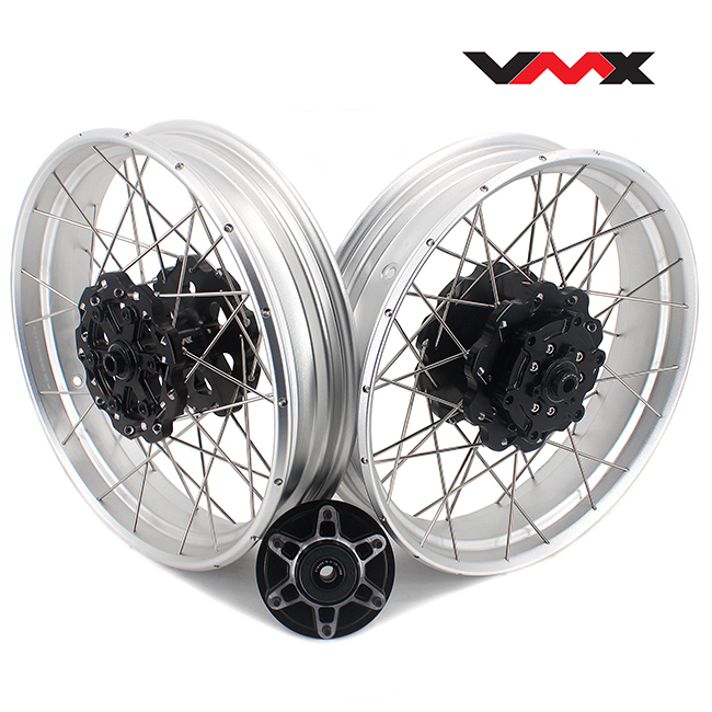 VMX 3.0*17"/3.5*17" Tubeless Wheels fit Husqvarna 401 2020-2021  Black Hub Silver Rim