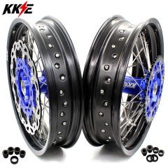 KKE 3.5/4.25 Motorcycle Supermoto Wheels Fit KTM SXF EXC XCW 2003-2024 Blue Hub With Disc
