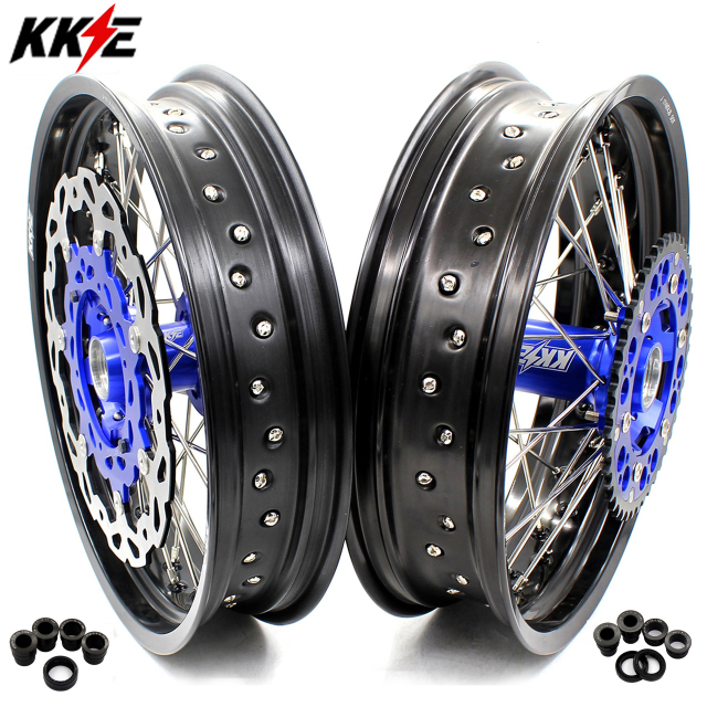 KKE 3.5/4.25 Motorcycle Supermoto Wheels Fit KTM SXF EXC XCW 2003-2022 Blue Hub With Disc