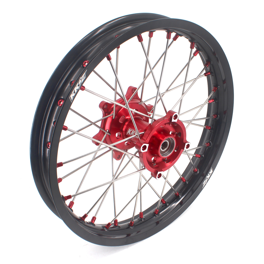 KKE 1.6*21/2.15*18 Dirtbike Enduro Wheels Rims Set Fit HONDA XR250R XR250 BAJA CRF230L Red Nipple