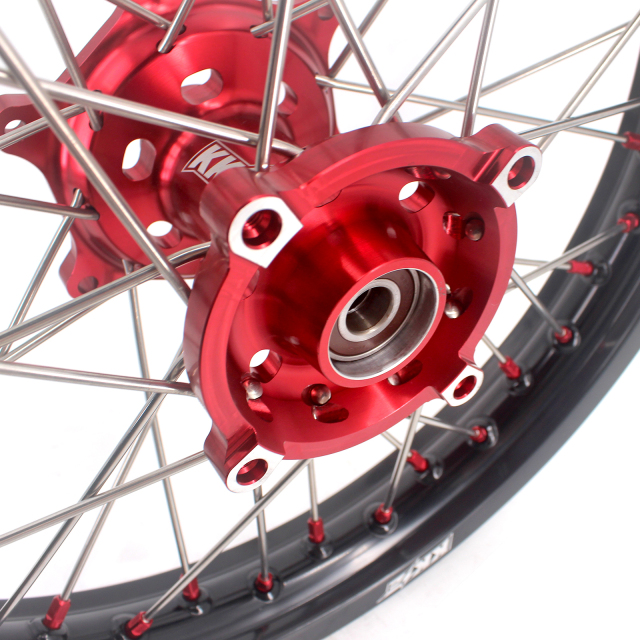 KKE 1.6*21/2.15*18 Dirtbike Enduro Wheels Rims Set Fit HONDA XR250R XR250 BAJA CRF230L Red Nipple