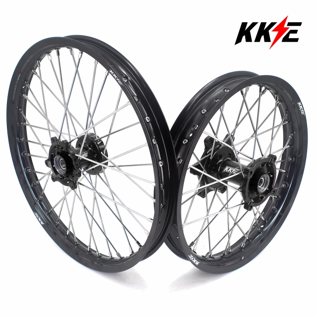 KKE 21/18 Inch Supermoto Wheels Rims Set Fit HONDA CRF250L 2017-2020 OEM Size Black Hub