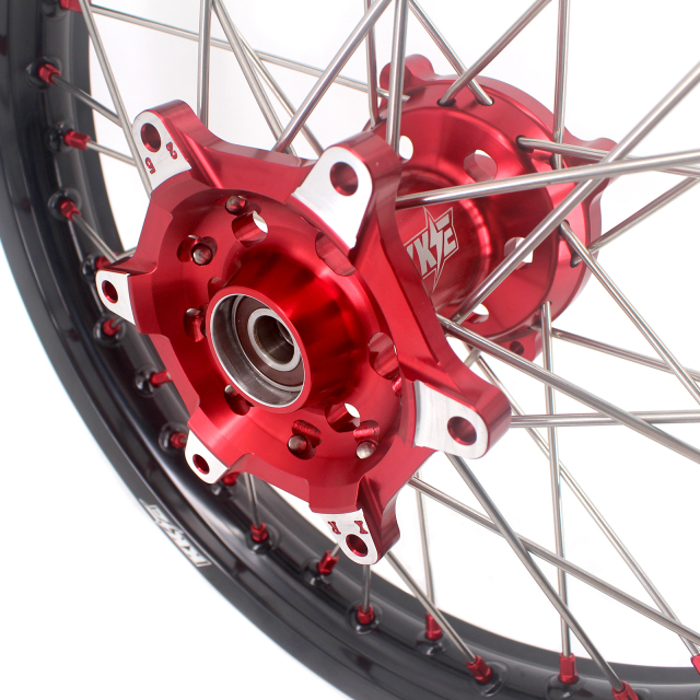 KKE 1.6*21/2.15*18 Dirtbike Enduro Wheels Rims Set Fit HONDA XR250R XR250 BAJA CRF230L Red Nipple