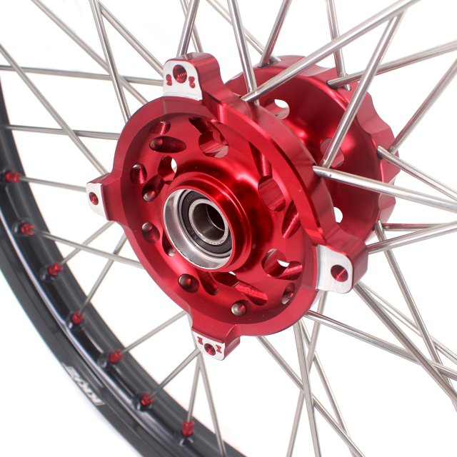 KKE 1.6*21/2.15*18 Dirtbike Enduro Wheels Rims Set Fit HONDA XR250R XR250 BAJA CRF230L Red Nipple