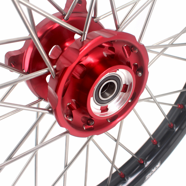 KKE 1.6*21/2.15*18 Dirtbike Enduro Wheels Rims Set Fit HONDA XR250R XR250 BAJA CRF230L Red Nipple