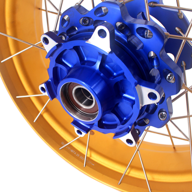 VMX 2.5*19"/4.25*17" Tubeless Wheels Set Fit for BMW G310GS 2019-2021 Blue Hub Gold Rim