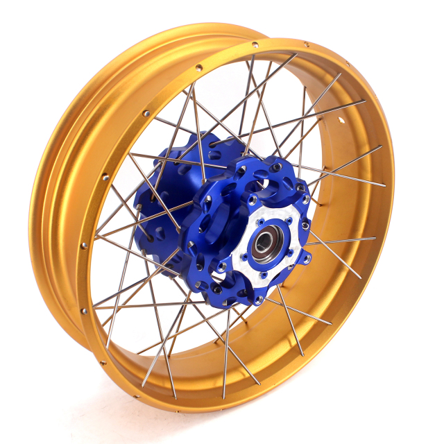 VMX 2.5*19"/4.25*17" Tubeless Wheels Set Fit for BMW G310GS 2019-2021 Blue Hub Gold Rim