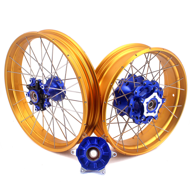 VMX 2.5*19"/4.25*17" Tubeless Wheels Set Fit for BMW G310GS 2019-2021 Blue Hub Gold Rim