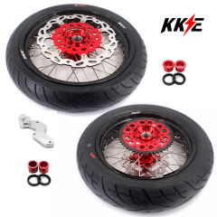 KKE 3.5/4.25 Supermoto Wheels Set With CST Tire Fit SUZUKI RMZ250 2007-2024 RMZ450 2005-2024 Red Hub