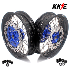KKE 3.5*17/4.25*17 Supermoto Wheels Set With Disc Fit YAMAHA YZ125/250 1999-2024 YZ250F YZ450F Blue