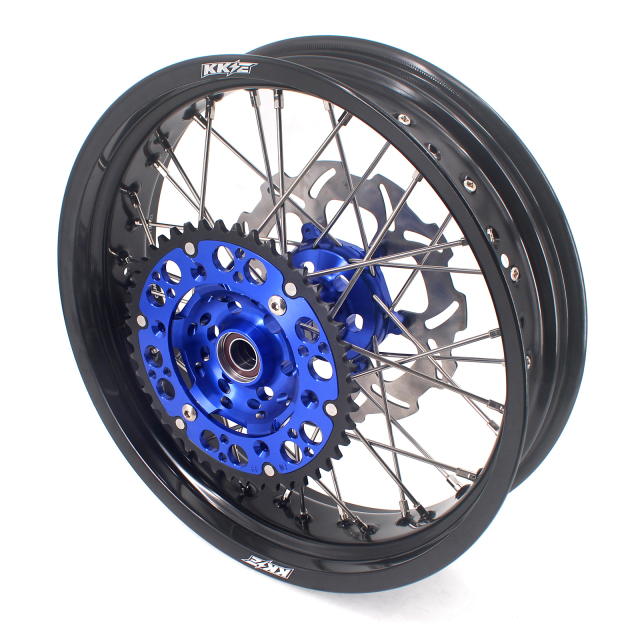 KKE 3.5*17/4.25*17 Supermoto Wheels Set With Disc Fit YAMAHA YZ125/250 1999-2023 YZ250F YZ450F Blue