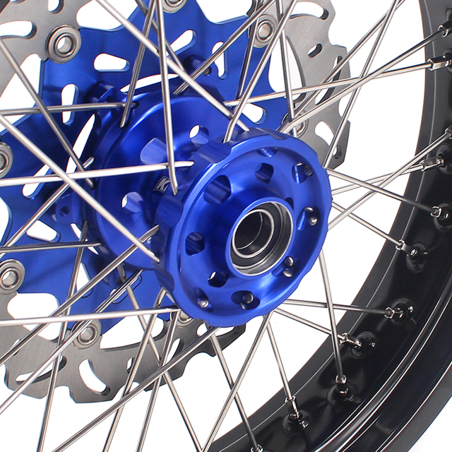 KKE 3.5*17/4.25*17 Supermoto Wheels Set With Disc Fit YAMAHA YZ125/250 1999-2023 YZ250F YZ450F Blue