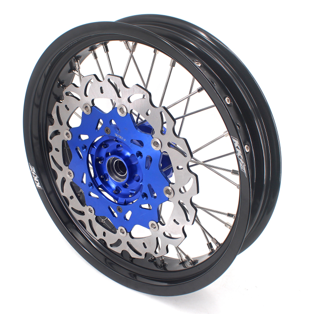 KKE 3.5*17/4.25*17 Supermoto Wheels Set With Disc Fit YAMAHA YZ125/250 1999-2023 YZ250F YZ450F Blue