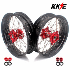 KKE 3.5/4.25*17 Supermoto Wheels Set Fit SUZUKI RMZ250 2007-2024 RMZ450 2005-2024 Red Hub