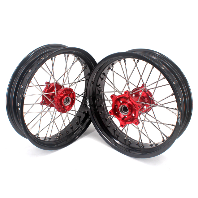 KKE 3.5/4.25*17 Supermoto Wheels Set Fit SUZUKI RMZ250 2007-2021 RMZ450 2005-2021 Red Hub