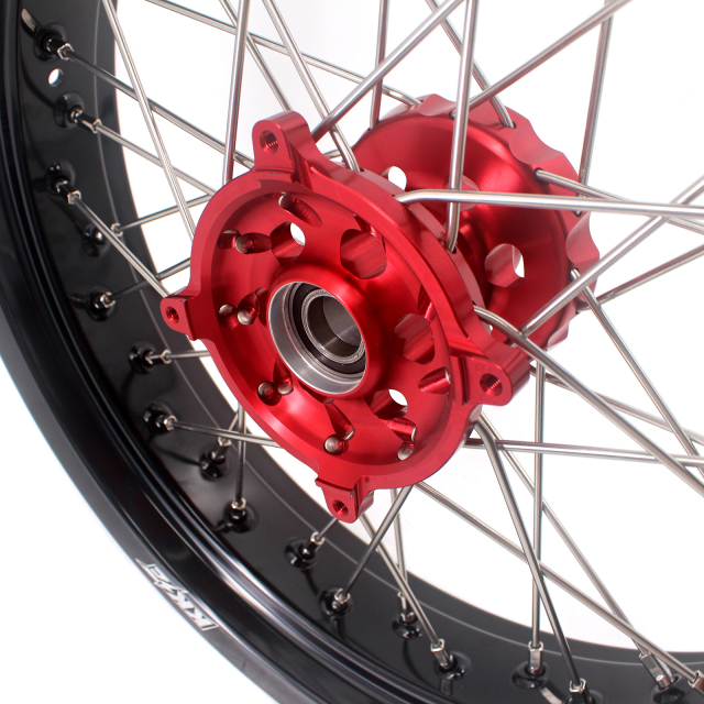 KKE 3.5/4.25*17 Supermoto Wheels Set Fit SUZUKI RMZ250 2007-2021 RMZ450 2005-2021 Red Hub