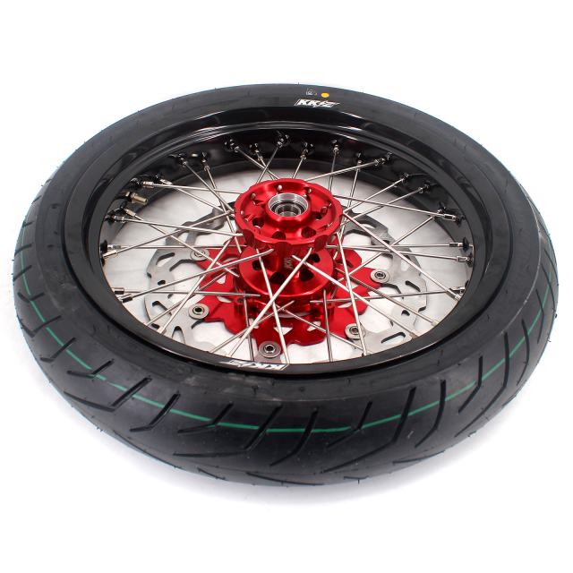 KKE 3.5/4.25 Supermoto Wheels Set With CST Tire Fit SUZUKI RMZ250 2007-2021 RMZ450 2005-2021 Red Hub
