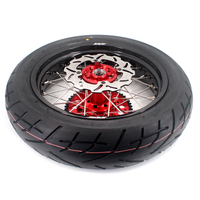 KKE 3.5/4.25 Supermoto Wheels Set With CST Tire Fit SUZUKI RMZ250 2007-2021 RMZ450 2005-2021 Red Hub