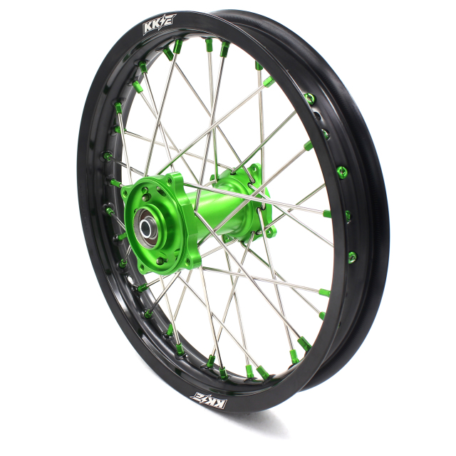 KKE 1.6*19"/1.85*16" Dirtbike Kid's Big Wheels Rims Set Fit KAWASAKI KX80 KX85 Green Nipple