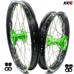 KKE 1.4*17"/1.6*14" Dirt Bike Kid's Motorcycle Wheels Rims Set Fit KAWASAKI KX80 KX85  2001-2023 Green Nipple
