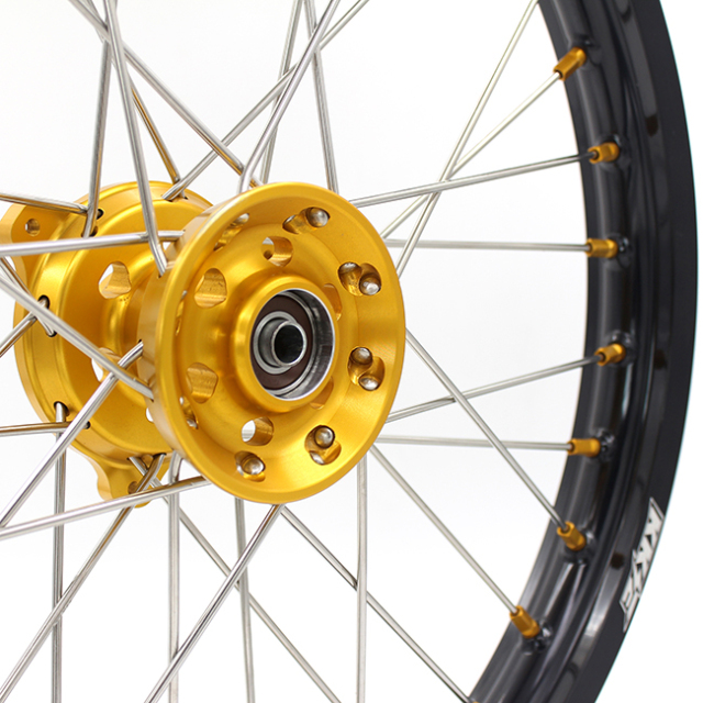 KKE 1.6*19"/1.85*16" Big Kid's Wheels Set Fit SUZUKI RM80 RM85 YAMAHA YZ80 YZ85 Gold Nipple