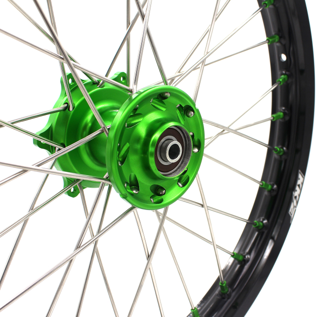 KKE 1.6*19"/1.85*16" Dirtbike Kid's Big Wheels Rims Set Fit KAWASAKI KX80 KX85 Green Nipple
