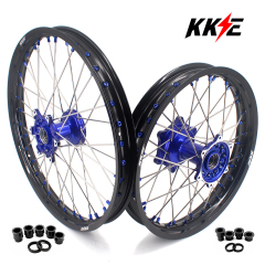 KKE 21/18 Casting Motorcycle Wheels Rims Fit Yamaha YZ125 YZ250 YZ250F 2001-2024 YZ450F 2003-2024 Blue Nipple