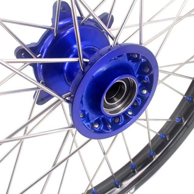 KKE 21/18 Casting Motorcycle Wheels Rims Fit Yamaha YZ125 YZ250 YZ250F 2001-2022 YZ450F 2003-2022 Blue Nipple