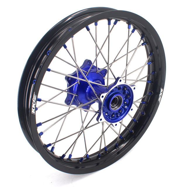 KKE 21/18 Casting Motorcycle Wheels Rims Fit Yamaha YZ125 YZ250 YZ250F 2001-2022 YZ450F 2003-2022 Blue Nipple