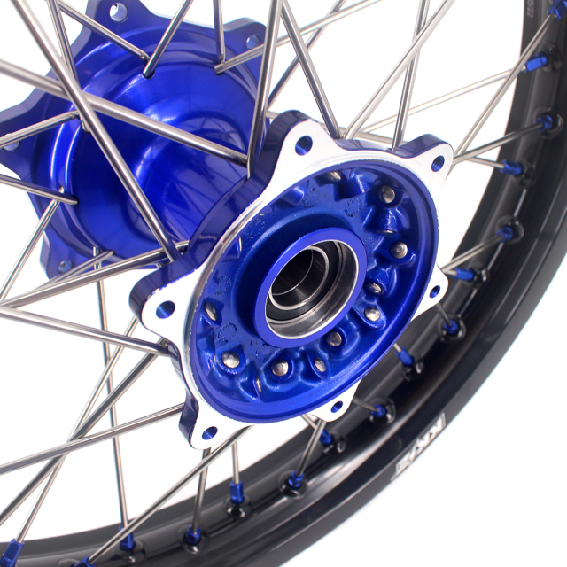 KKE 21/18 Casting Motorcycle Wheels Rims Fit Yamaha YZ125 YZ250 YZ250F 2001-2022 YZ450F 2003-2022 Blue Nipple