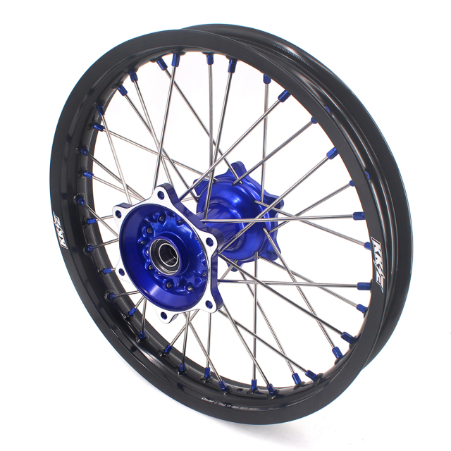 KKE 21/18 Casting Motorcycle Wheels Rims Fit Yamaha YZ125 YZ250 YZ250F 2001-2022 YZ450F 2003-2022 Blue Nipple