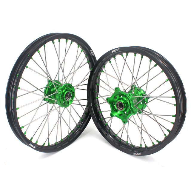 KKE 21/19 MX Motorcycle Wheels Rims Fit KAWASAKI KX250F KX450F 2006-2023 Dirtbike Green Nipple