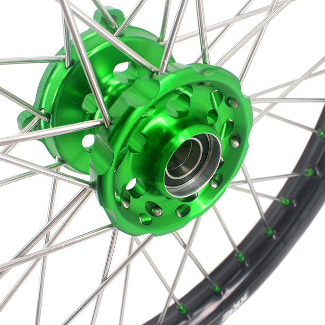KKE 21/19 MX Motorcycle Wheels Rims Fit KAWASAKI KX250F KX450F 2006-2023 Dirtbike Green Nipple